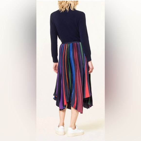 Polo Ralph Lauren Jaden striped Navy Stripe Pleated MIDI Skirt Size XS n… - Picture 6 of 8